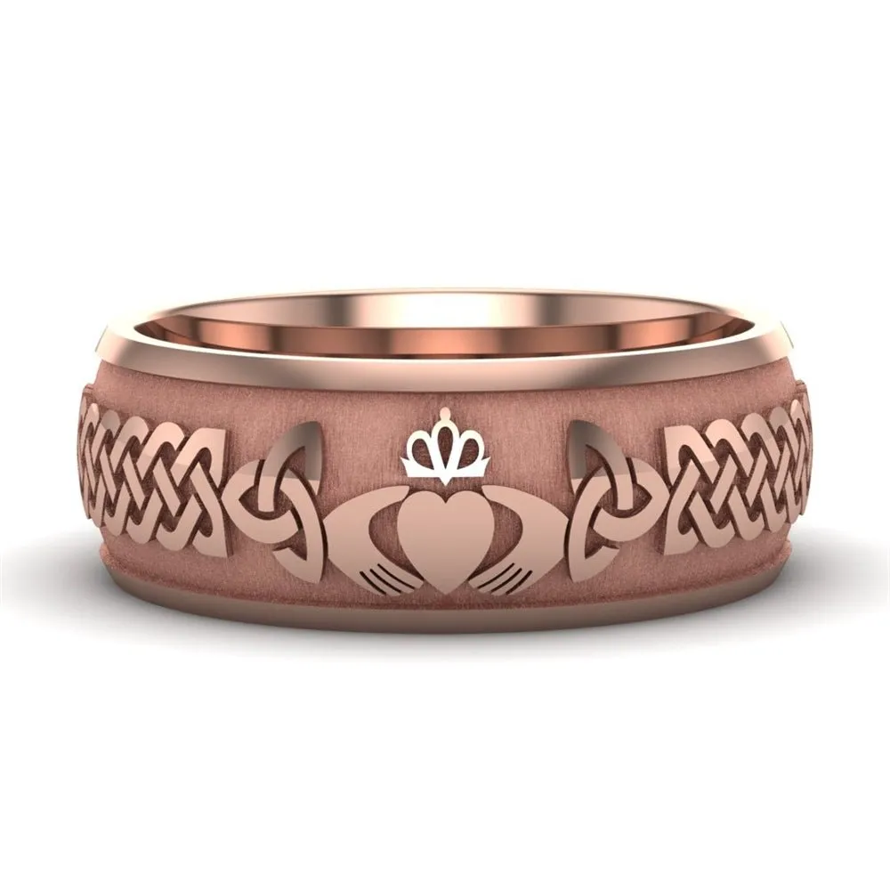 Claddagh Wedding Ring UCL1-14R8M - 14K Rose Gold