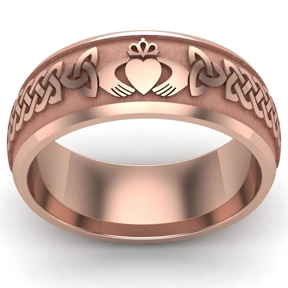 Claddagh Wedding Ring UCL1-14R8M - 14K Rose Gold