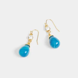 Clear Stone Teardrop Bead Dangle Earrings - Ocean