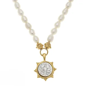 Coin with Cross Pendant Necklace