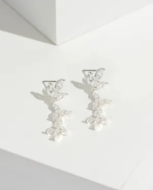 Crystal Cubic Zirconia Fine Cluster Drop Earrings