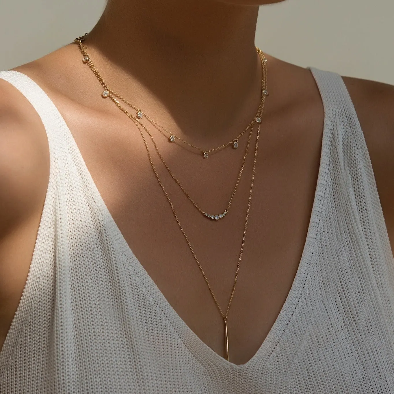 Crystal Curved Bar Necklace