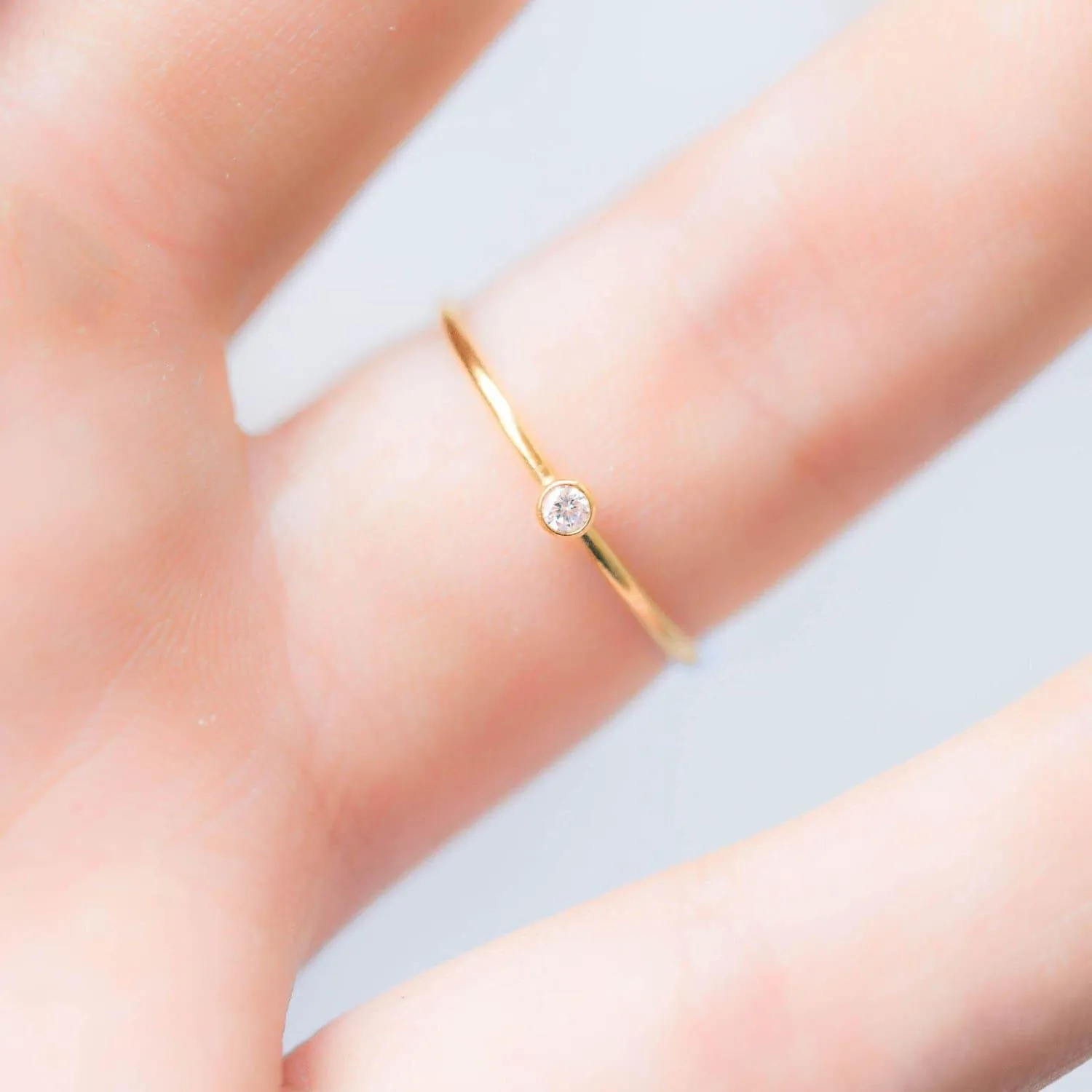 Dainty Cubic Zirconia Diamond Ring in Gold Fill