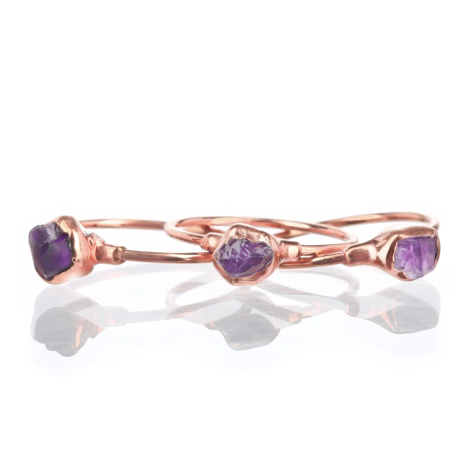 Dainty Raw Amethyst Ring in Gold