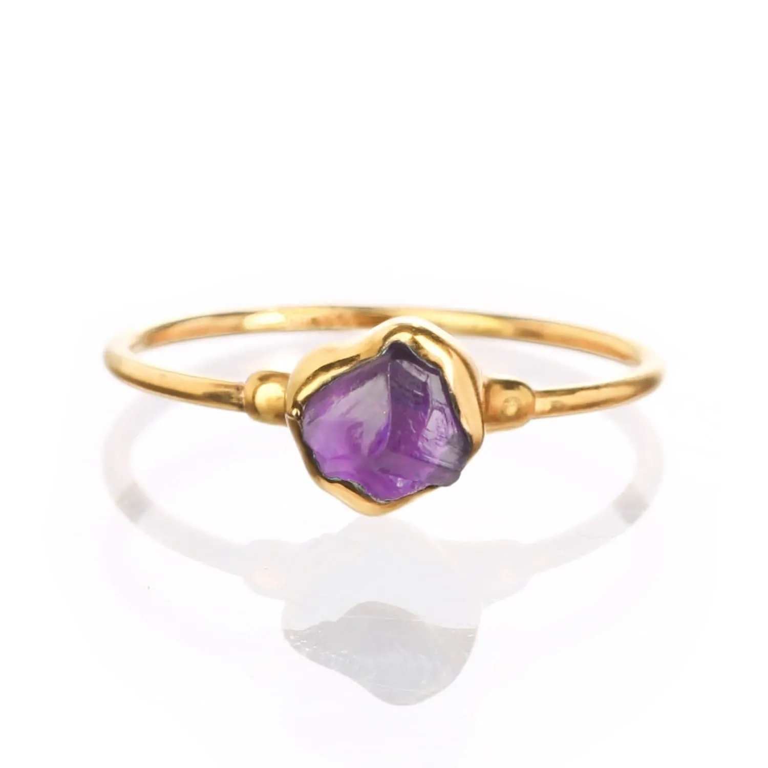 Dainty Raw Amethyst Ring in Gold