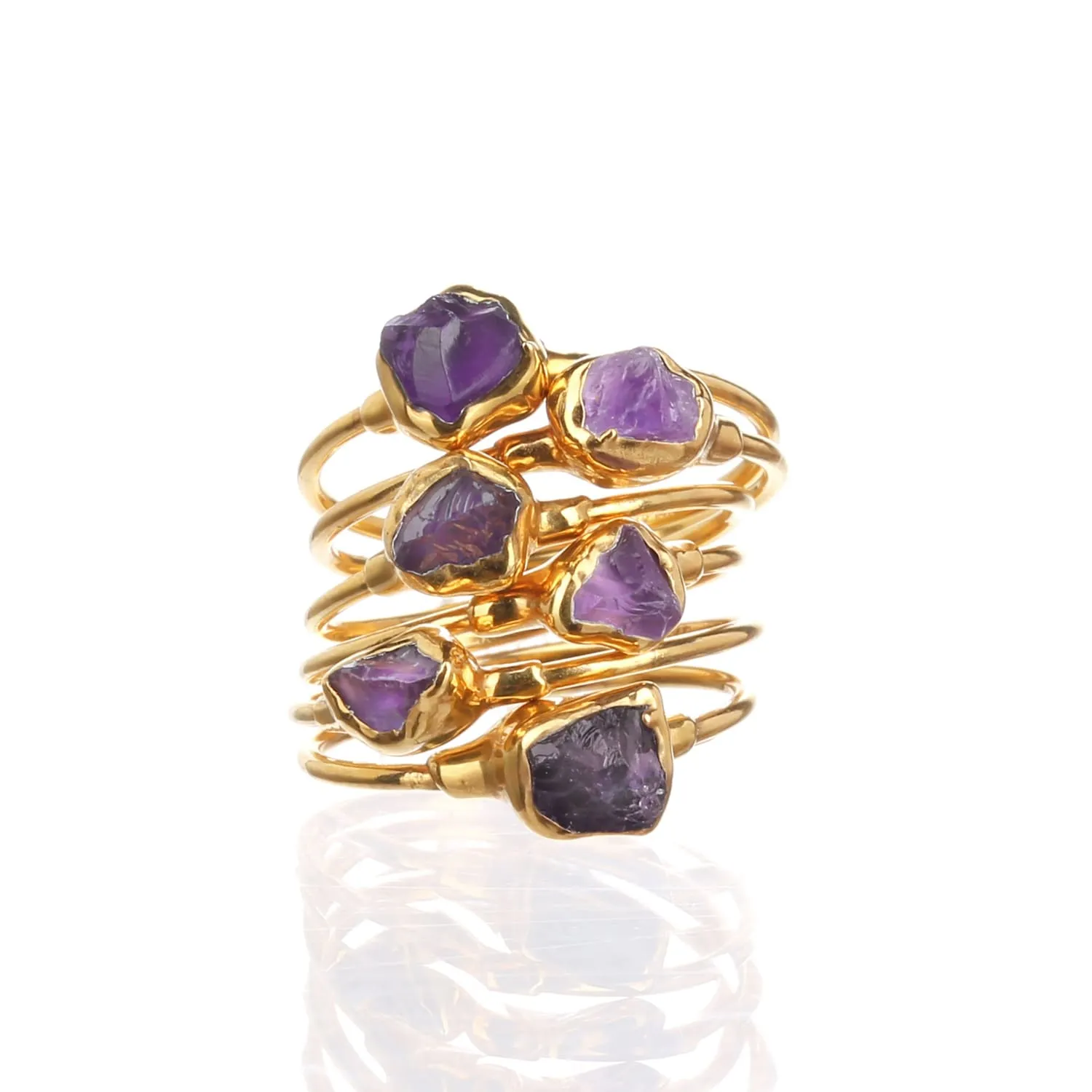 Dainty Raw Amethyst Ring in Gold