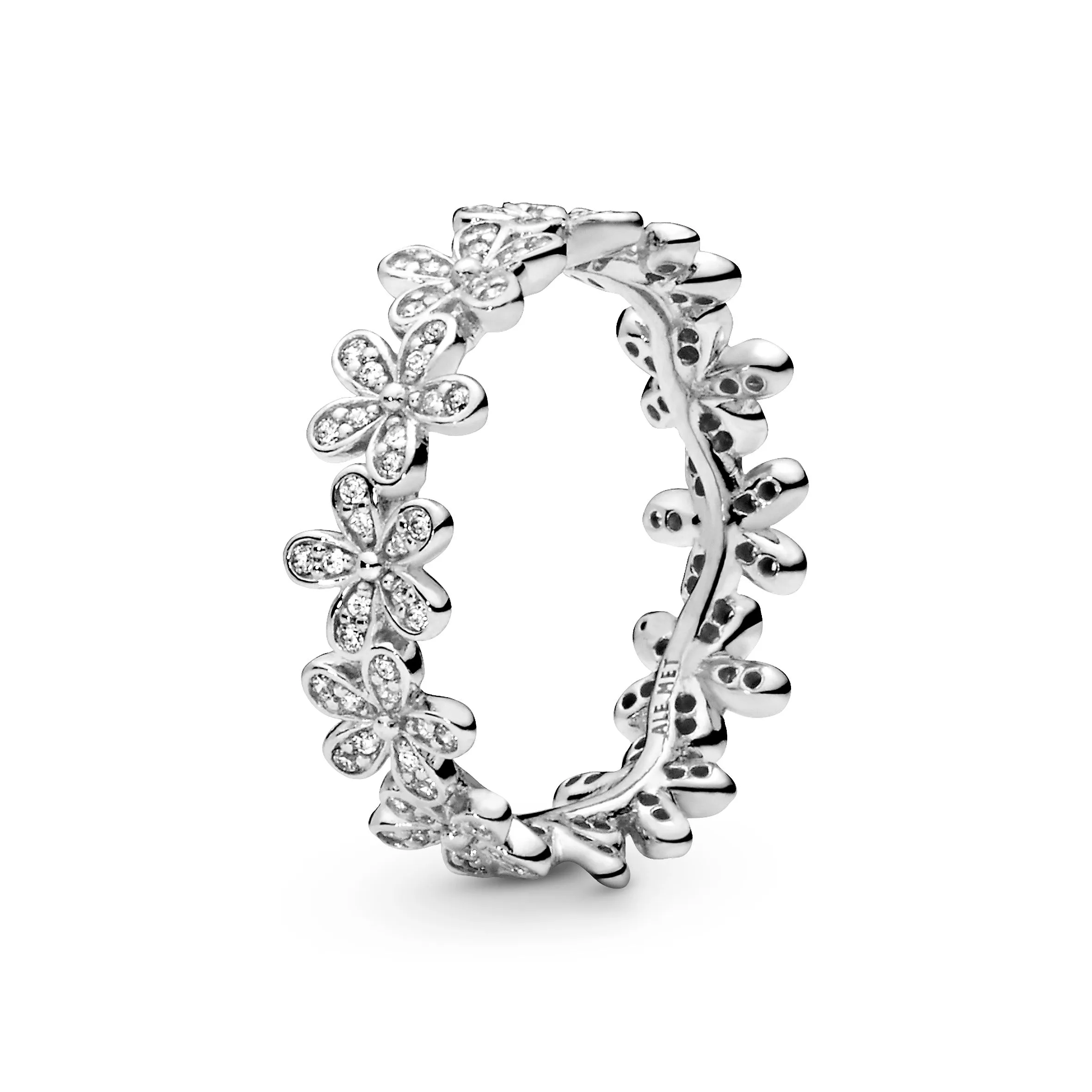 Daisy silver ring with cubic zirconia