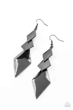 Danger Ahead Gunmetal Black Earrings - Paparazzi Accessories