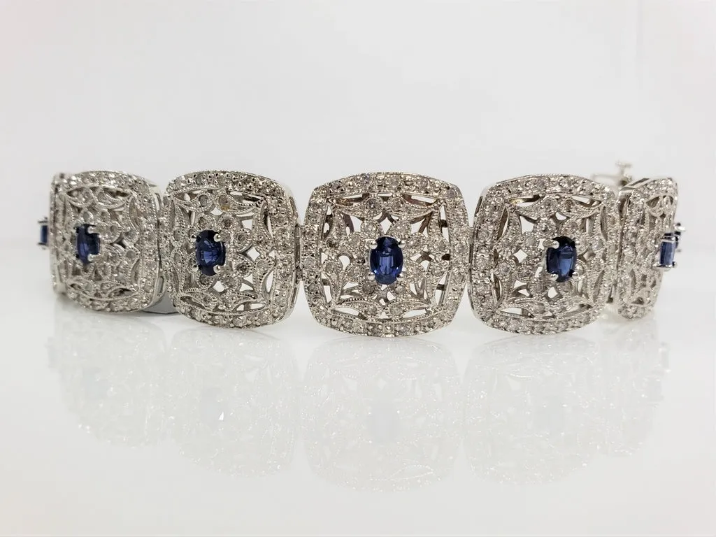 Diamond & Blue Sapphire Bracelet