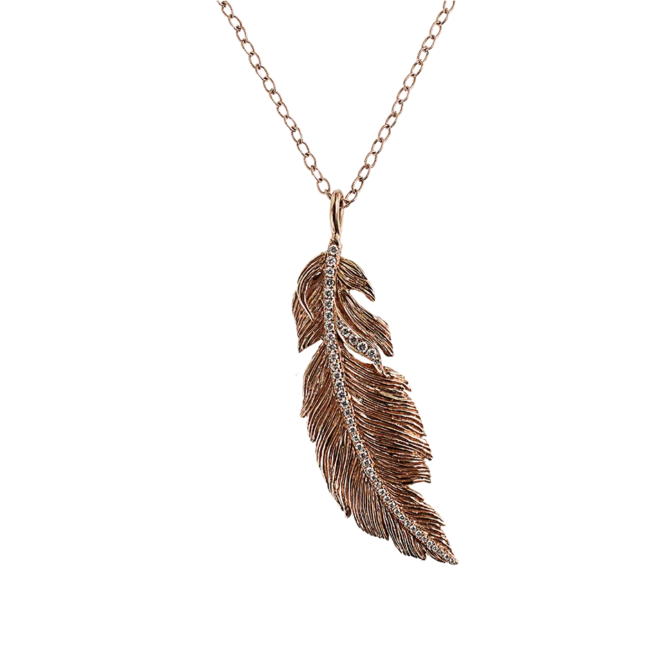 Diamond Feather Pendant Necklace