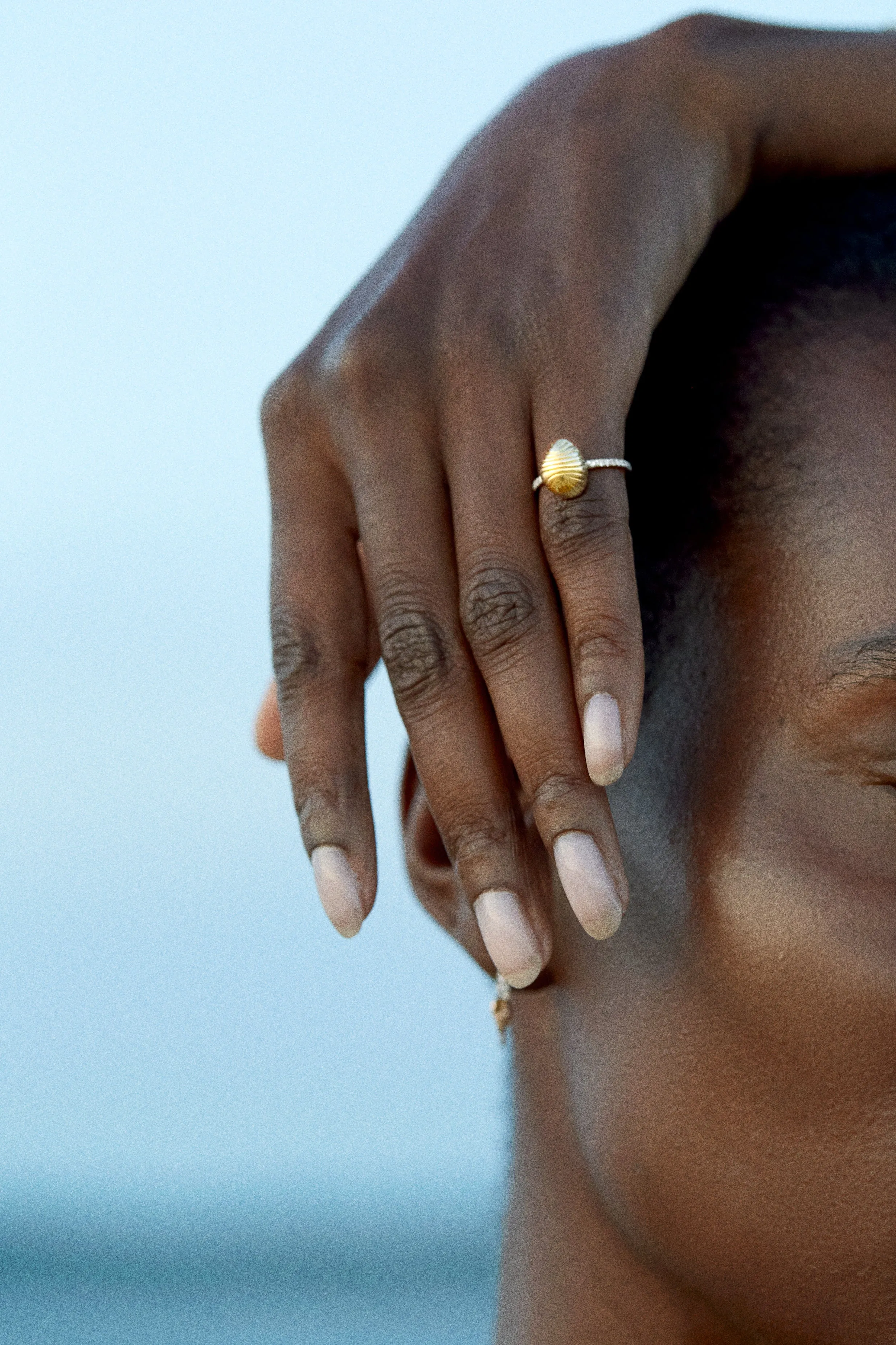 Diamond Thread and Shell Ring