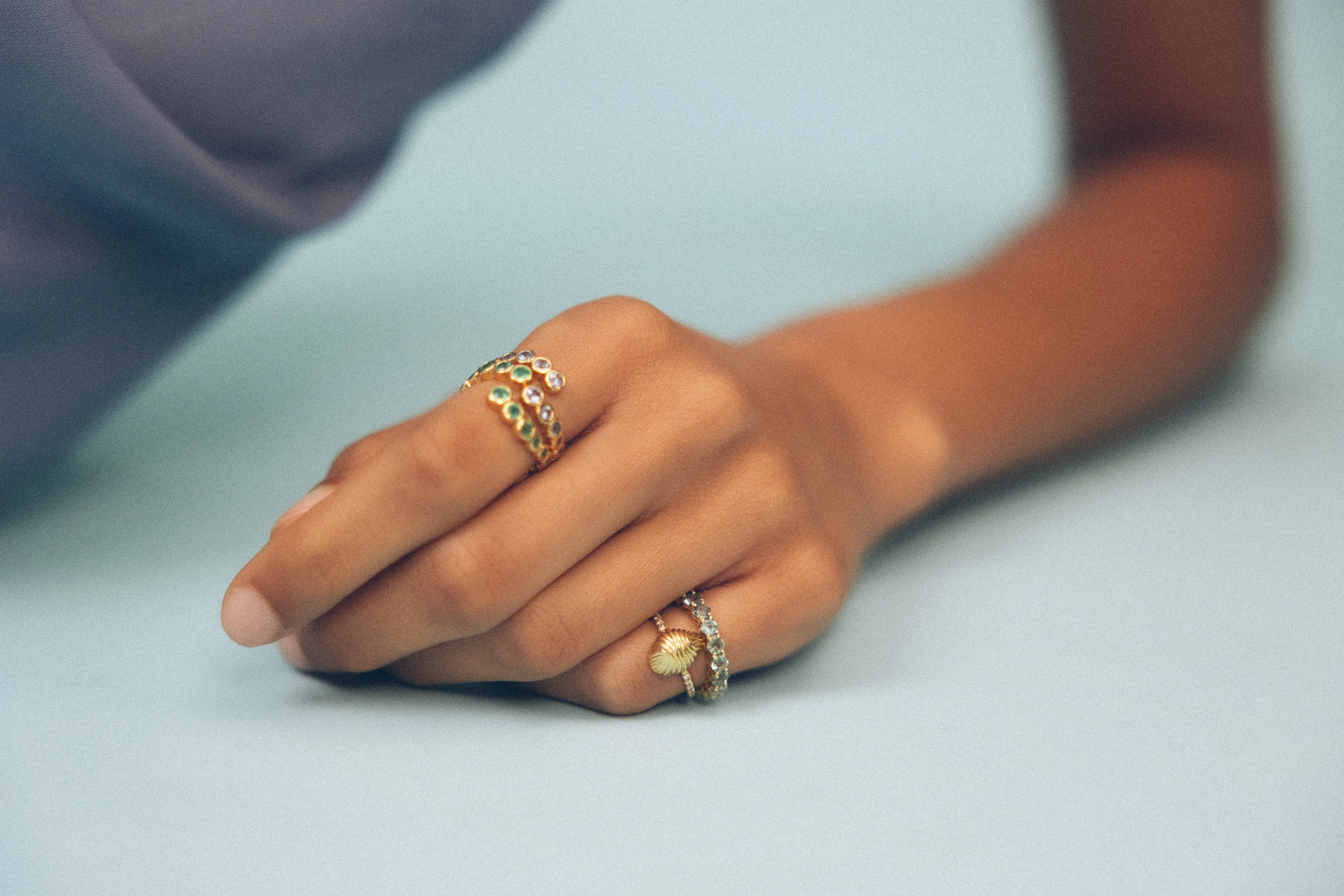 Diamond Thread and Shell Ring