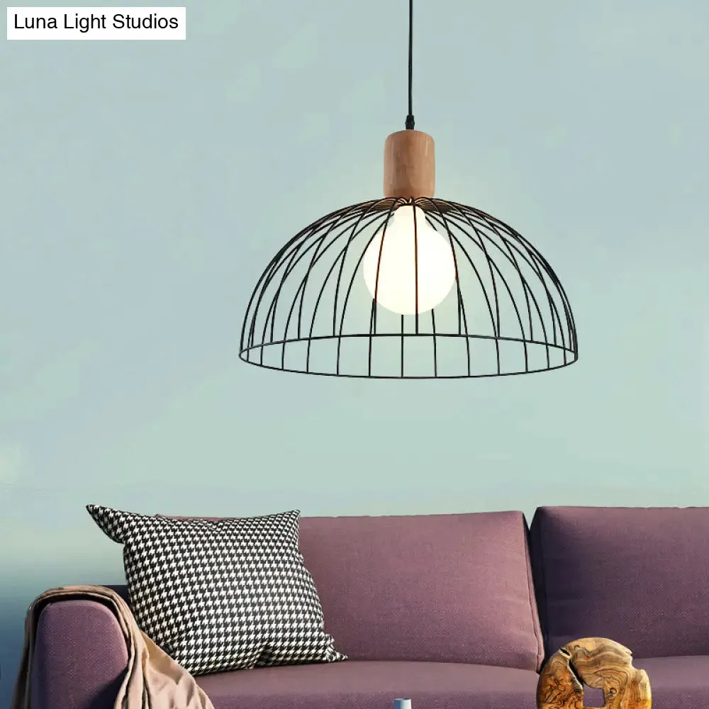 Dome Pendant Lighting - Minimalist Metal Black Pendulum Light for Living Room