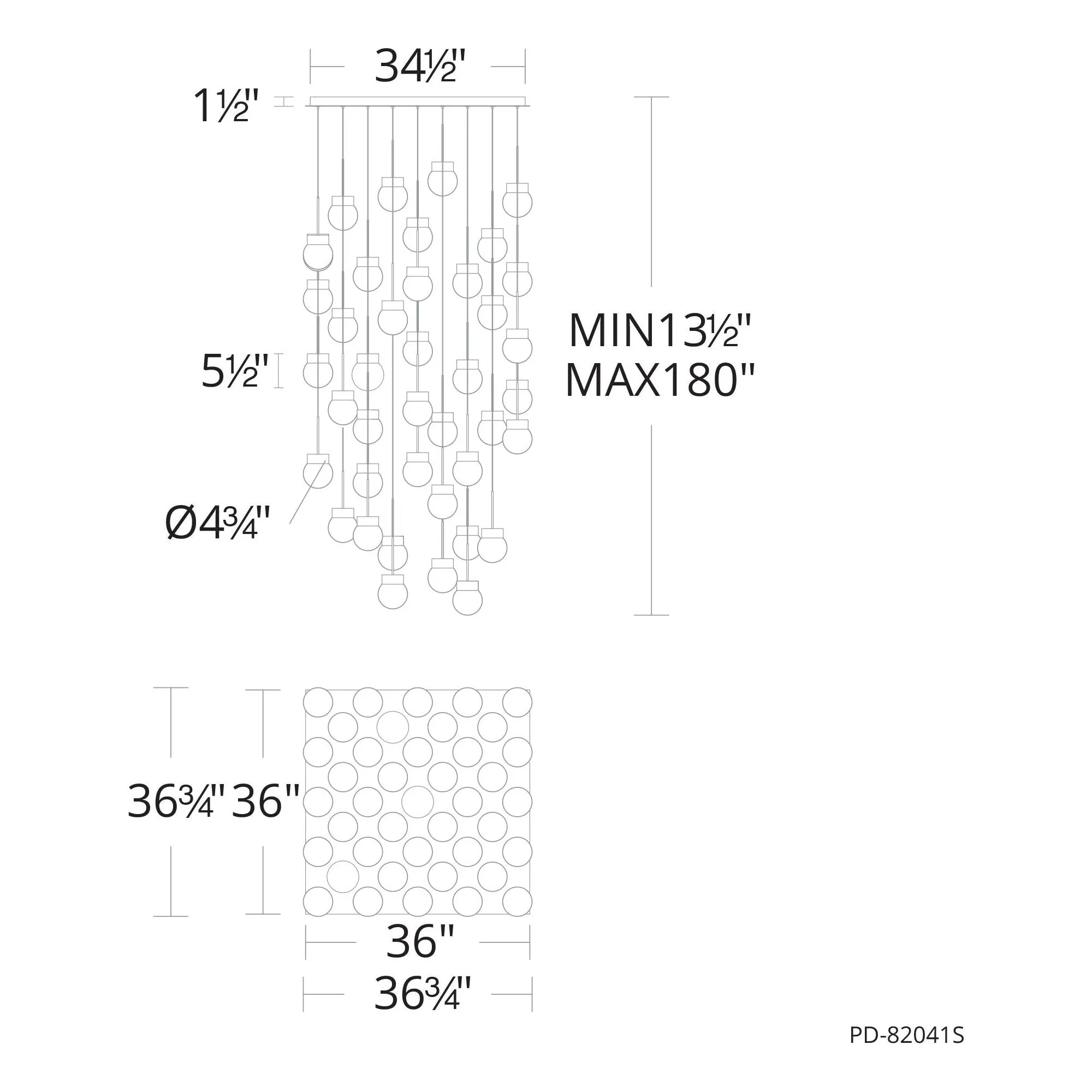 Double Bubble 41-Light 37" LED Square Multi Pendant