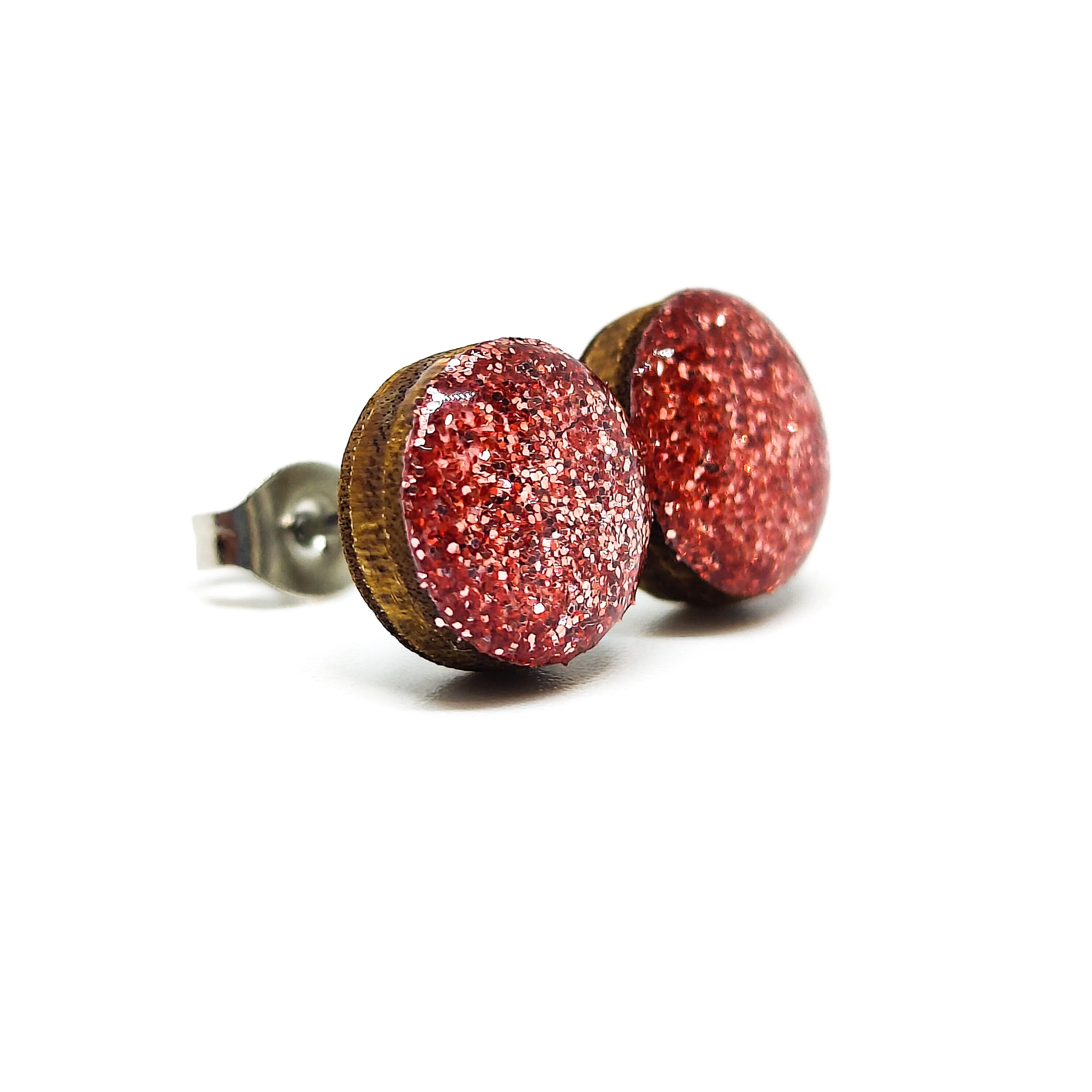 Dusty Rose Sparkle Stud Earrings by Candi Cove Designs