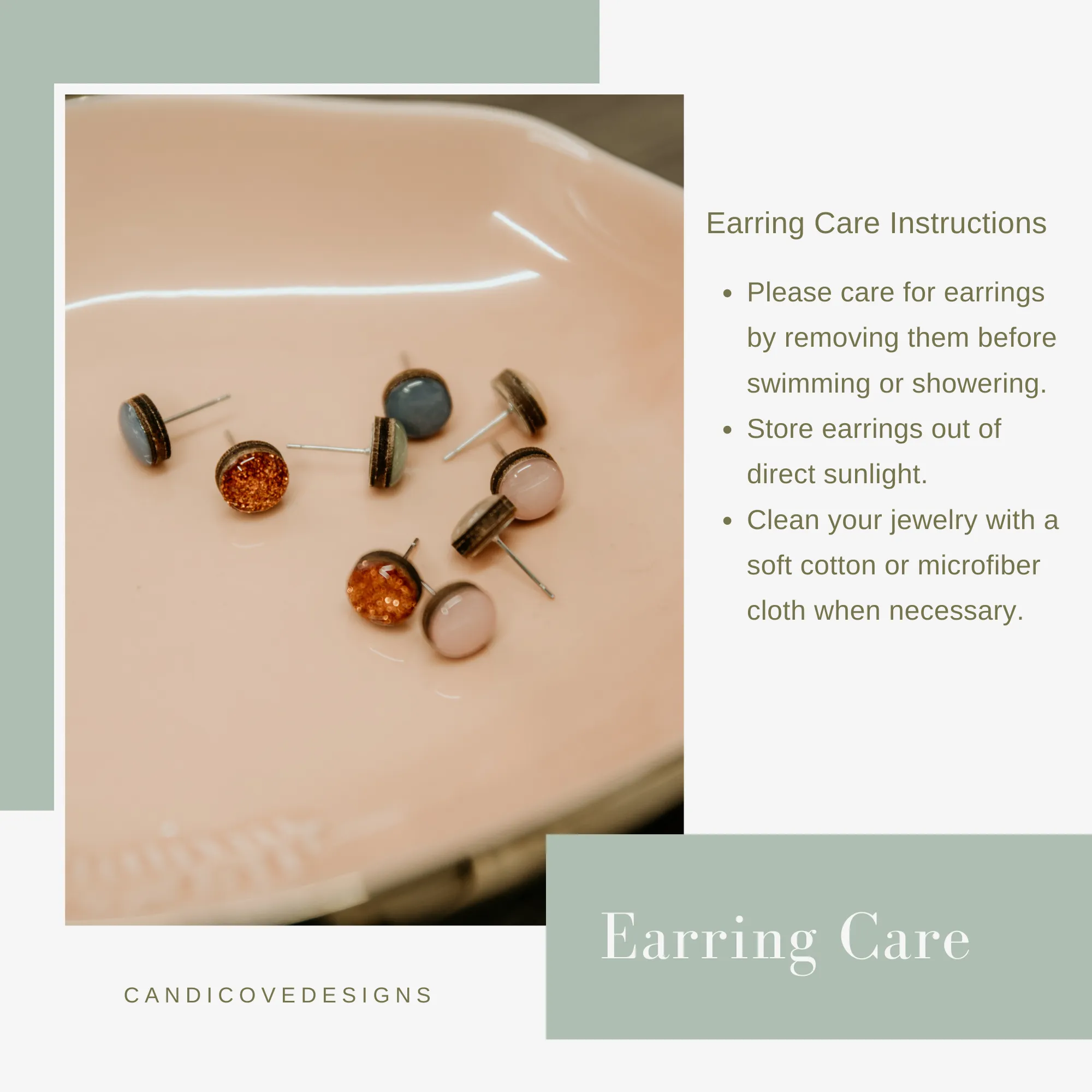 Dusty Rose Sparkle Stud Earrings by Candi Cove Designs