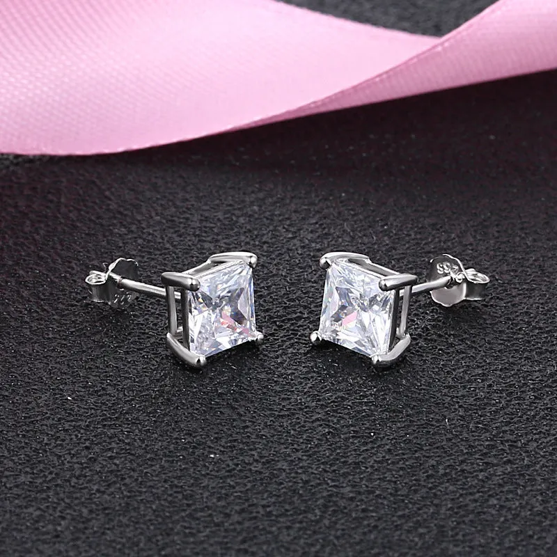 Earrings S925 Sterling Silver Square Stud Earrings