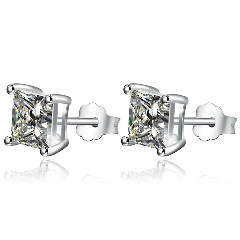 Earrings S925 Sterling Silver Square Stud Earrings