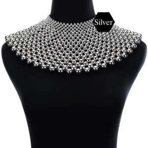 Egyptian Inspired Maxi Choker Necklace - Silver