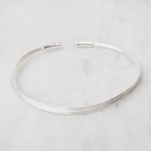 Elephant Hair Inspired Cuff - Shiny Sterling Silver - 10 Lines