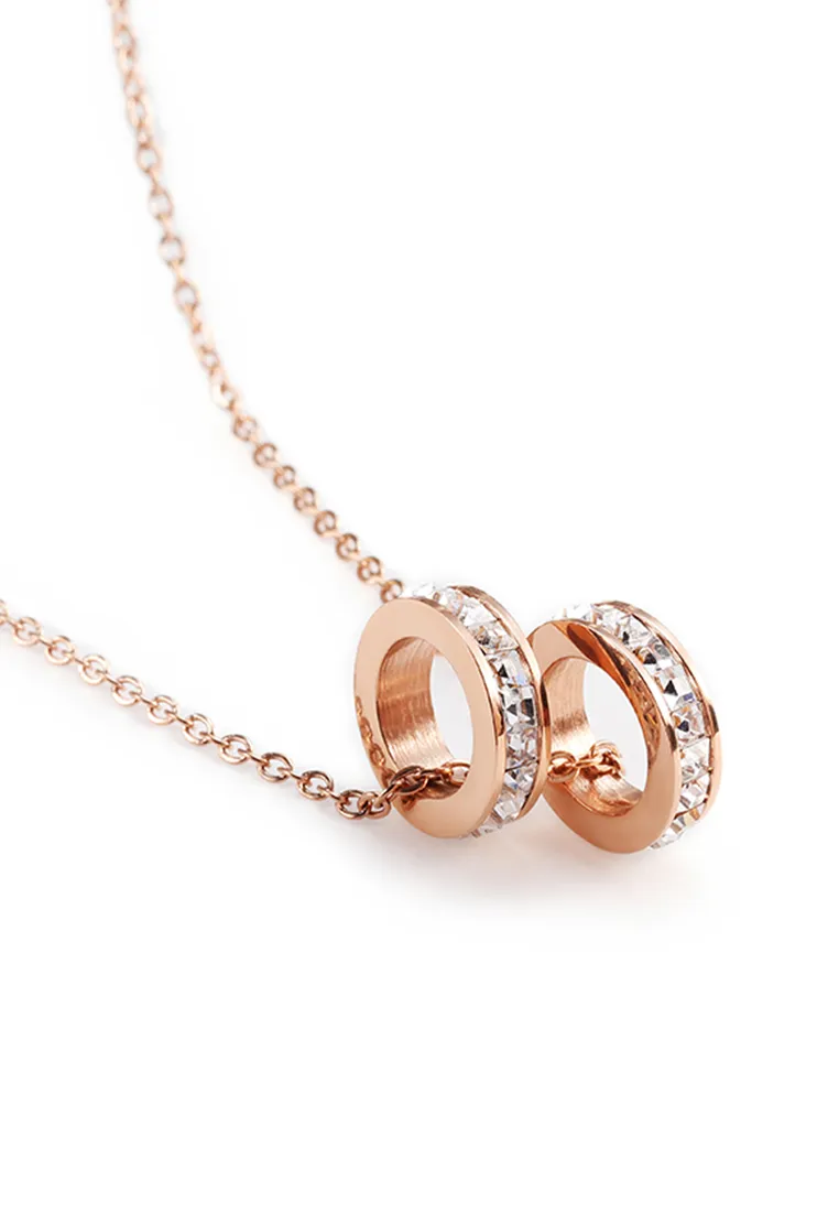 Eloise Zirconia Twin Rings Necklace