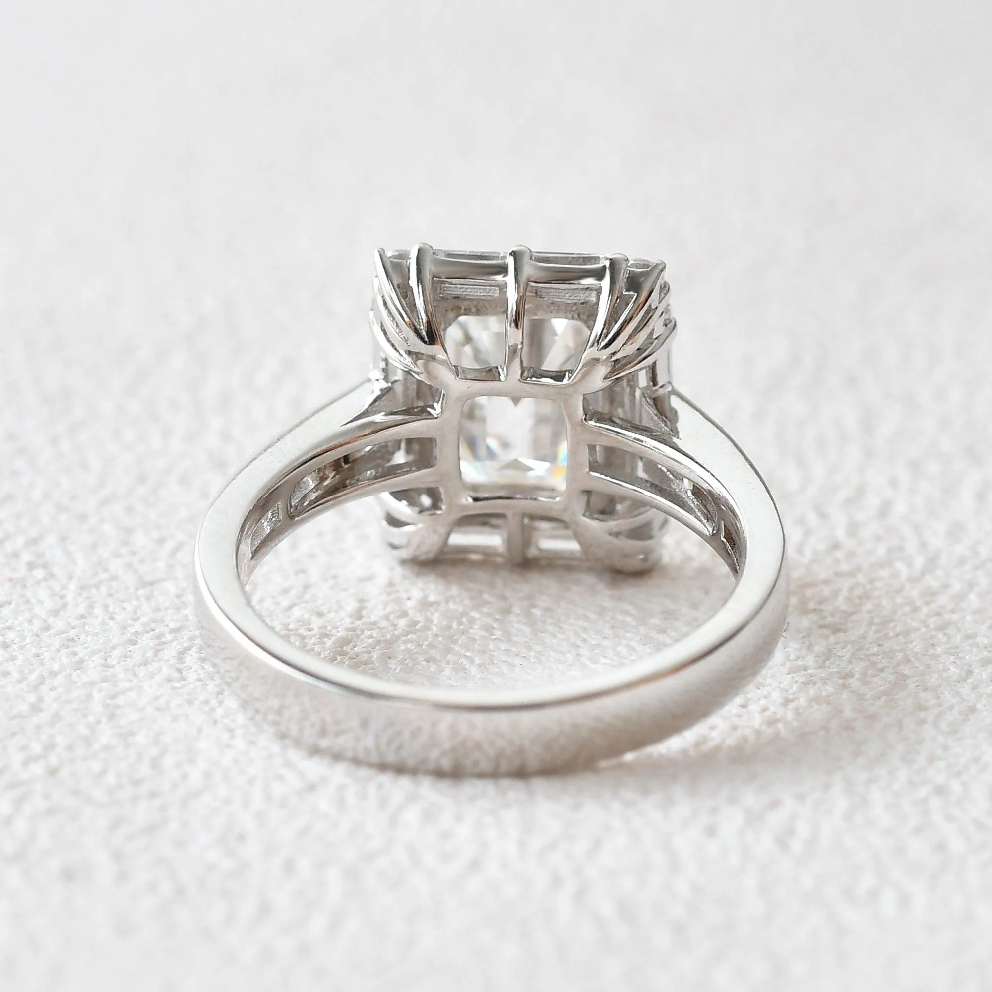 Emerald Cut Moissanite Vintage Engagement Ring