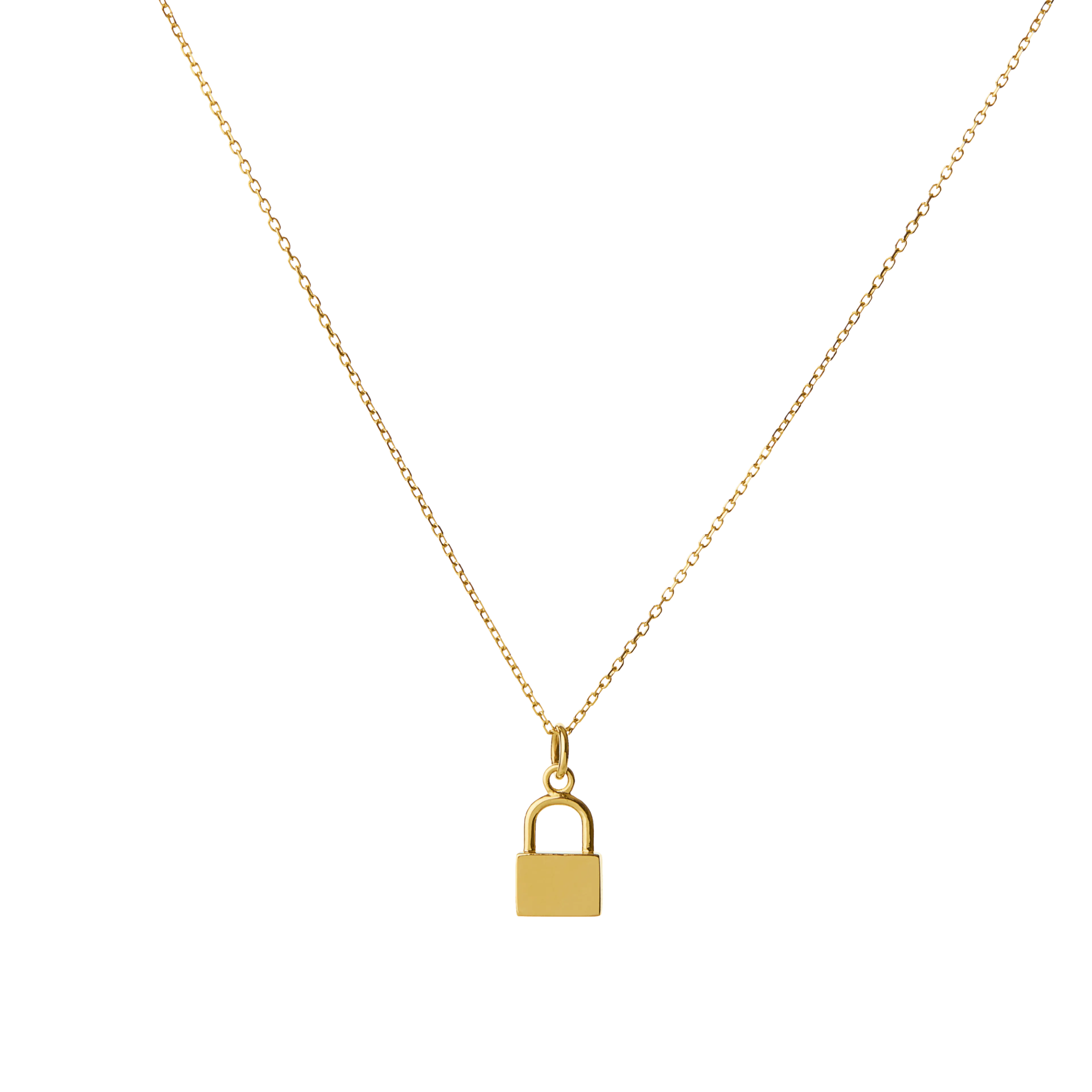 Engravable Vermeil Lock Necklace