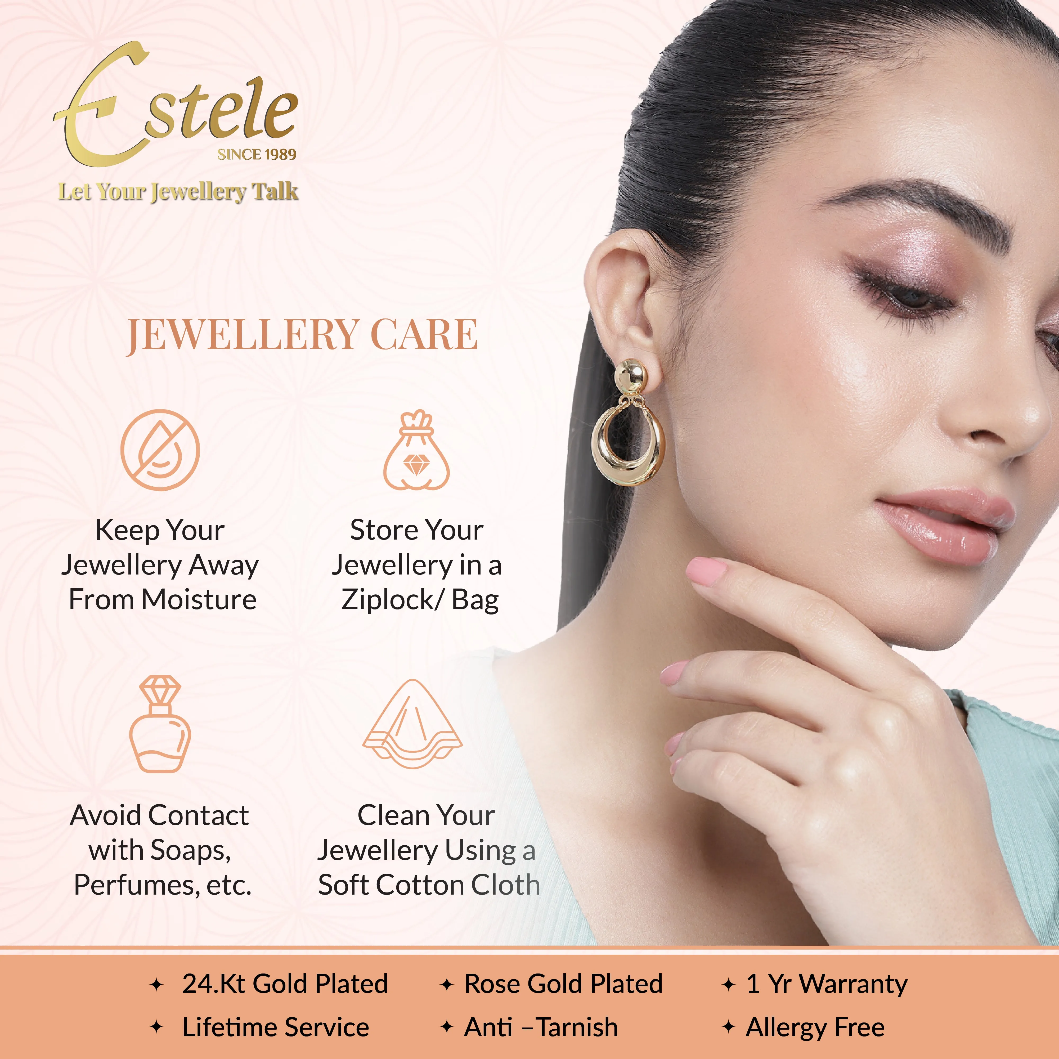 Estele Gold Plated Contemporary & Fashionable Tear Drop Demifine Chunky Stud Earrings for Women