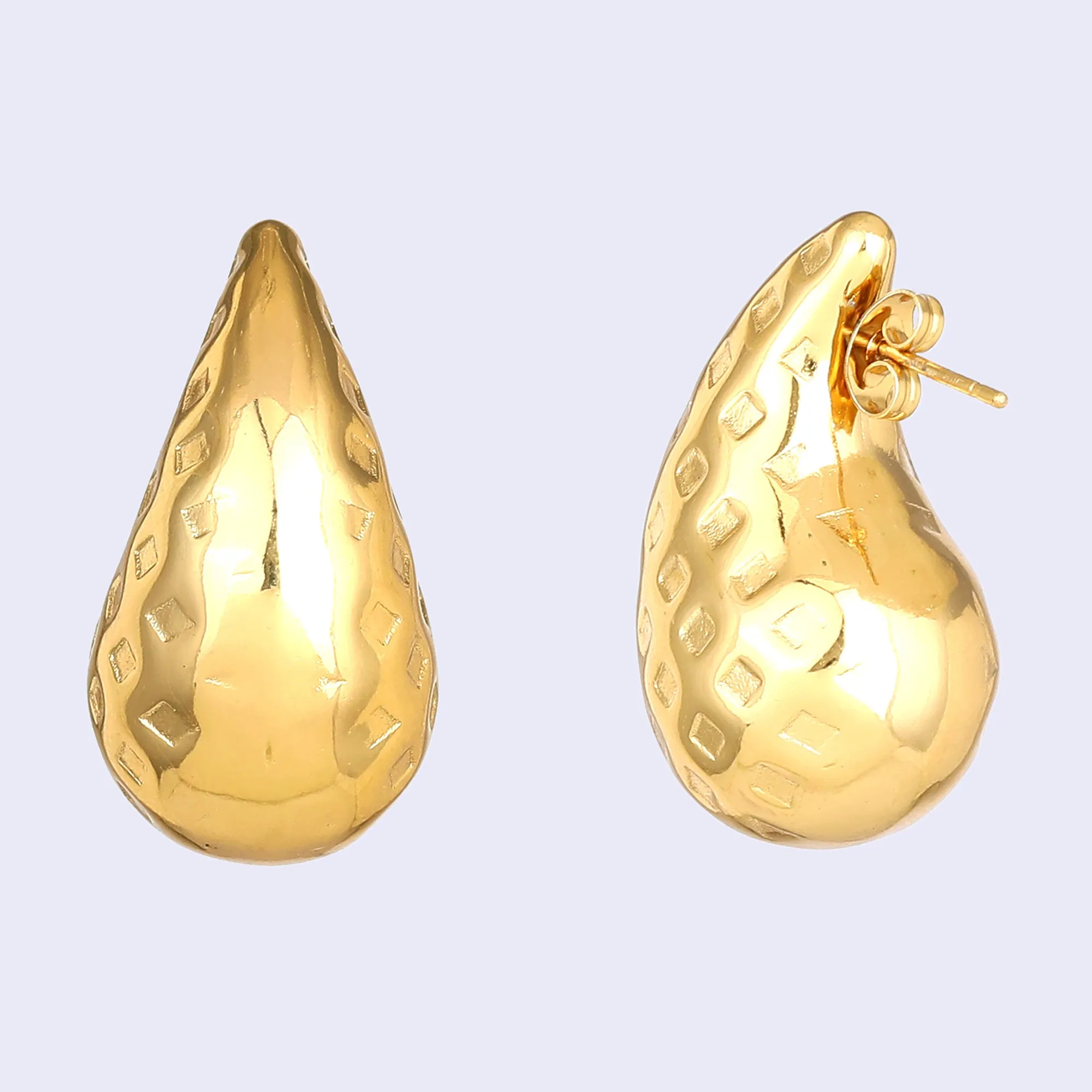 Estele Gold Plated Contemporary & Fashionable Tear Drop Demifine Chunky Stud Earrings for Women