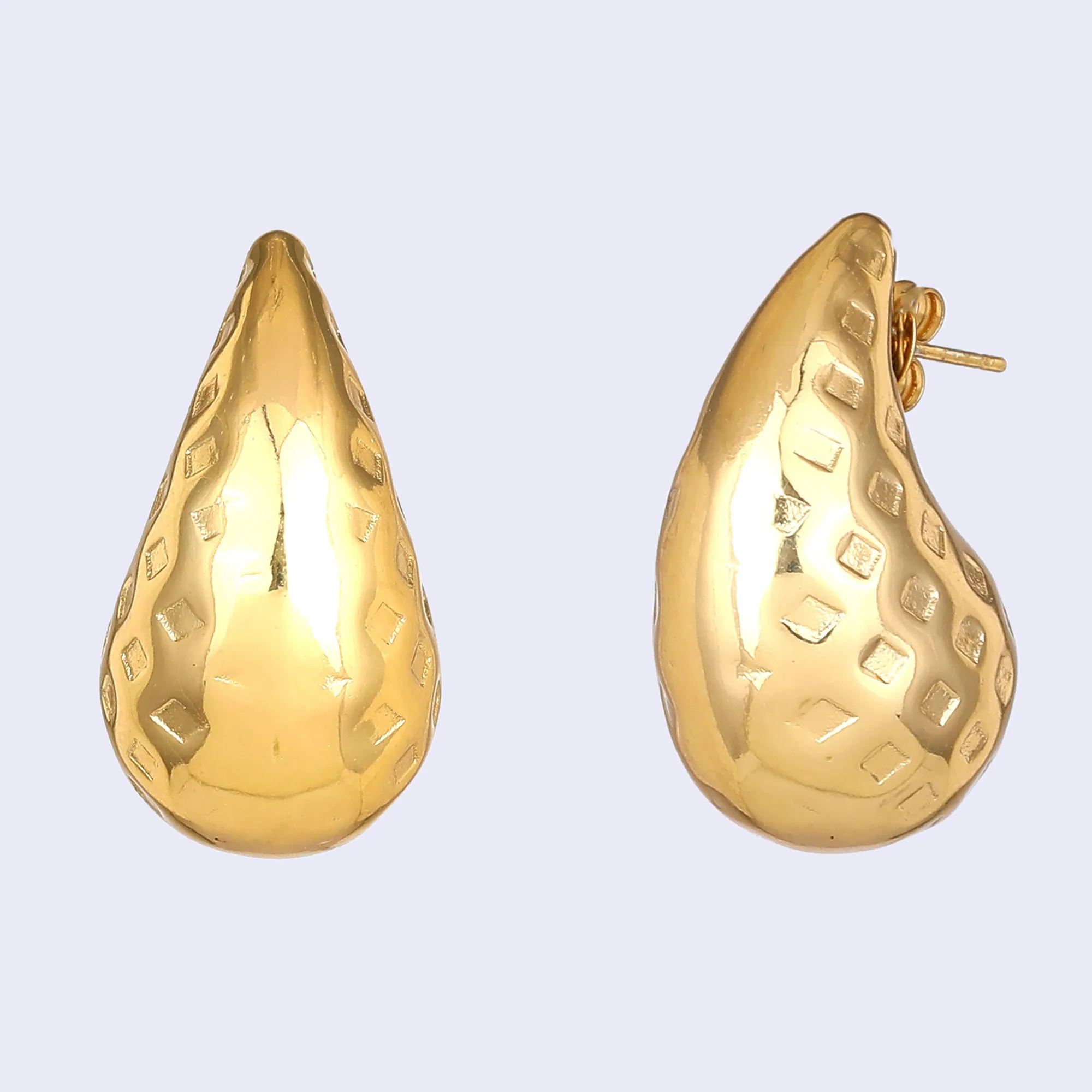 Estele Gold Plated Contemporary & Fashionable Tear Drop Demifine Chunky Stud Earrings for Women