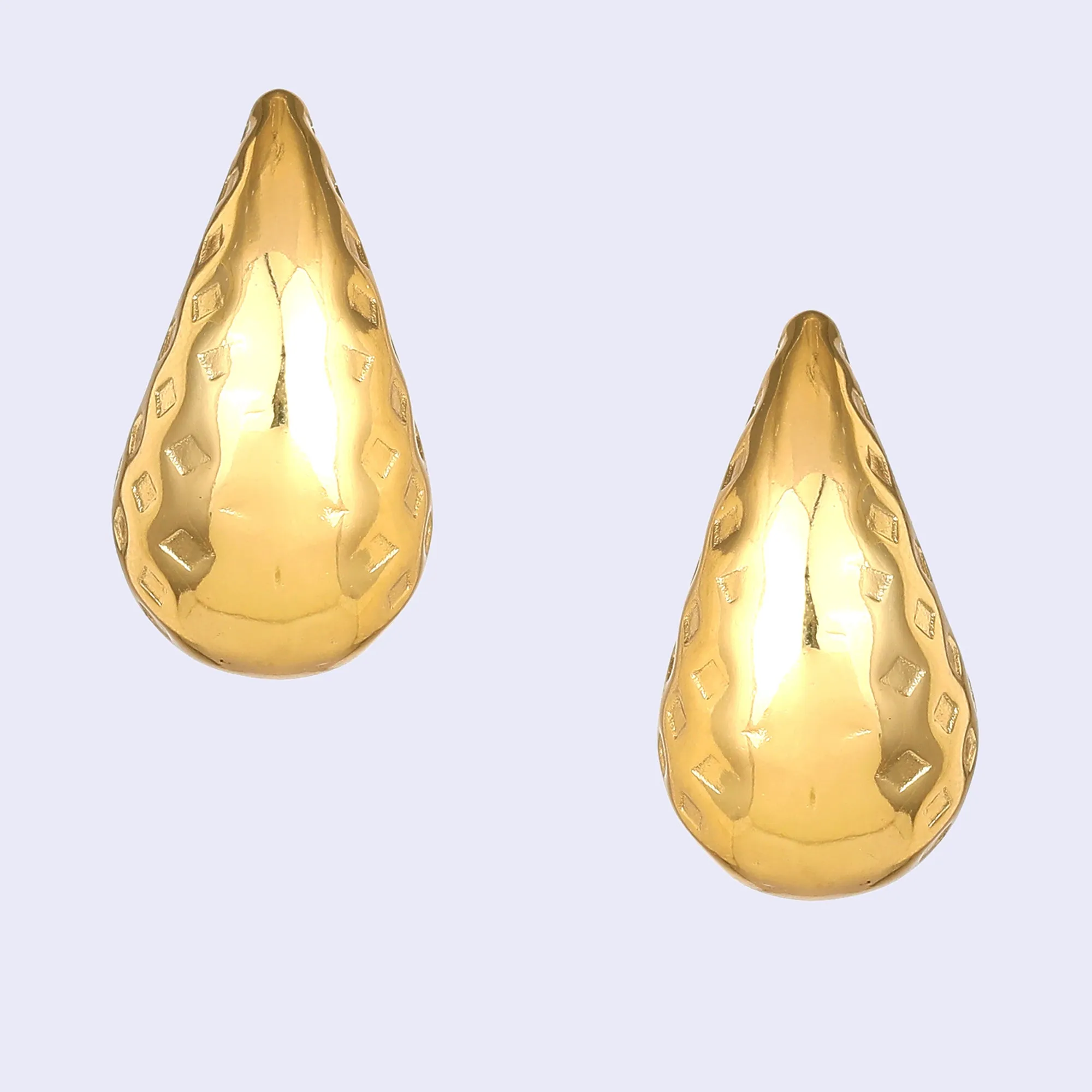 Estele Gold Plated Contemporary & Fashionable Tear Drop Demifine Chunky Stud Earrings for Women