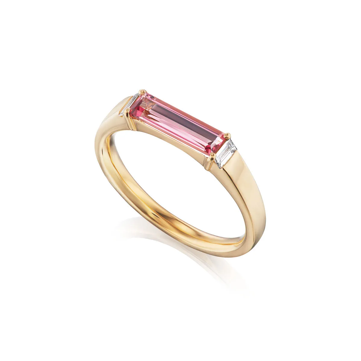 Ethereal Minimalist Pink Tourmaline 14k Gold Ring