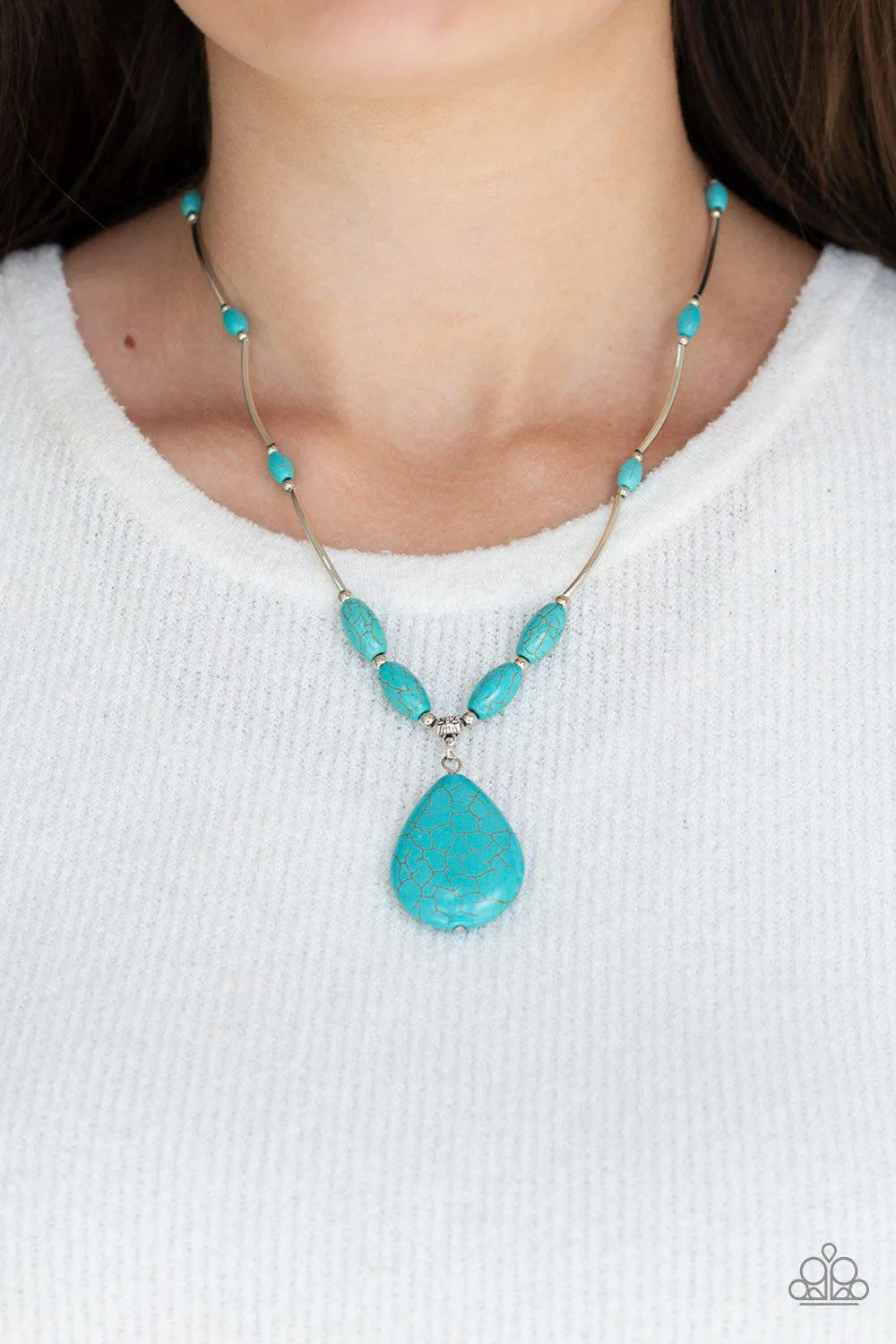 Explore The Elements Turquoise Blue Stone Necklace - Paparazzi Accessories