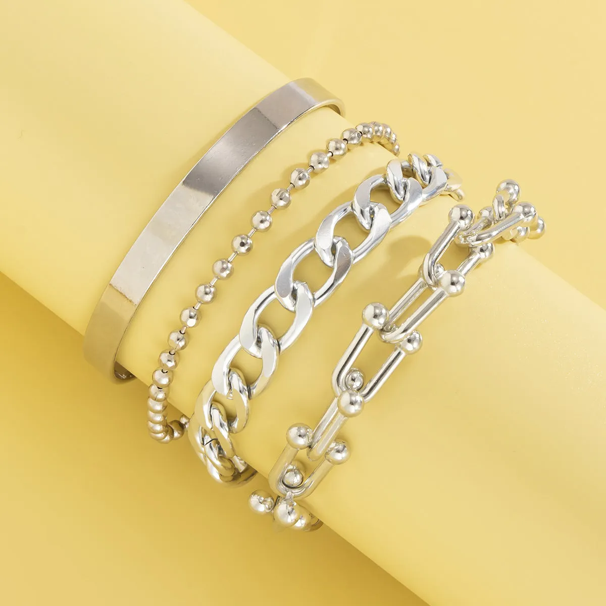 Fashion Creative U-Shaped Buckle Round Bead Chain Bracelet Simple Round Ring Bracelet Bracelet Women