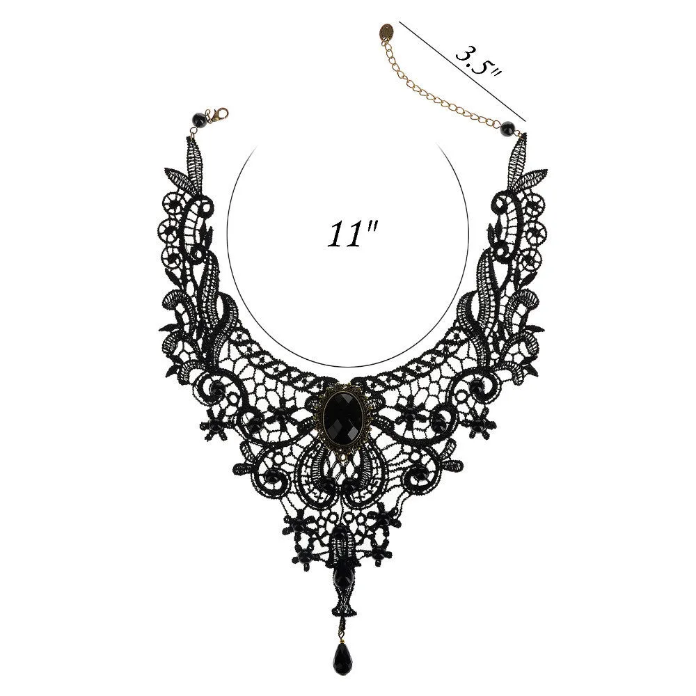 Fashion Elegant Handmade Lace Beads Collar Choker Necklace Gothic Vintage Statement for Women Party Wedding Jewerly Accessories