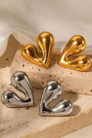 Fashionable Metal Style Love Heart Earrings