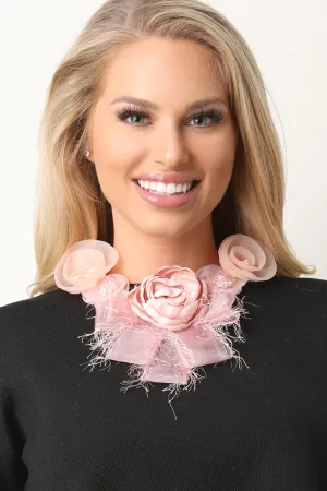 Floral Mesh Statement Necklace