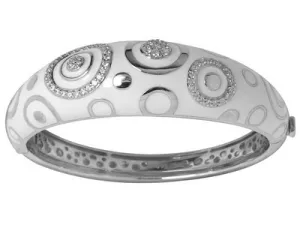 Galaxy - White Enamel and Cubic Zirconia Bangle