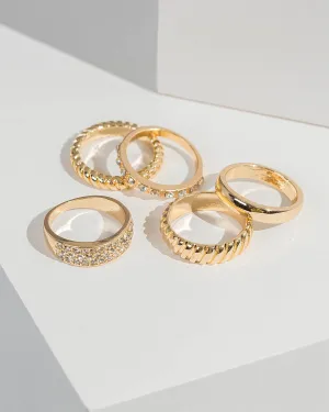 Gold and Crystal Ring Pack