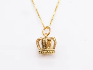 Gold Crown Necklace - Royal Crown Necklace - Gold Artistic Pendant