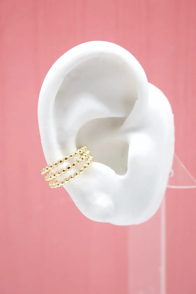 Gold Filled Beaded Ear Cuff and Wrap Earrings (J186)