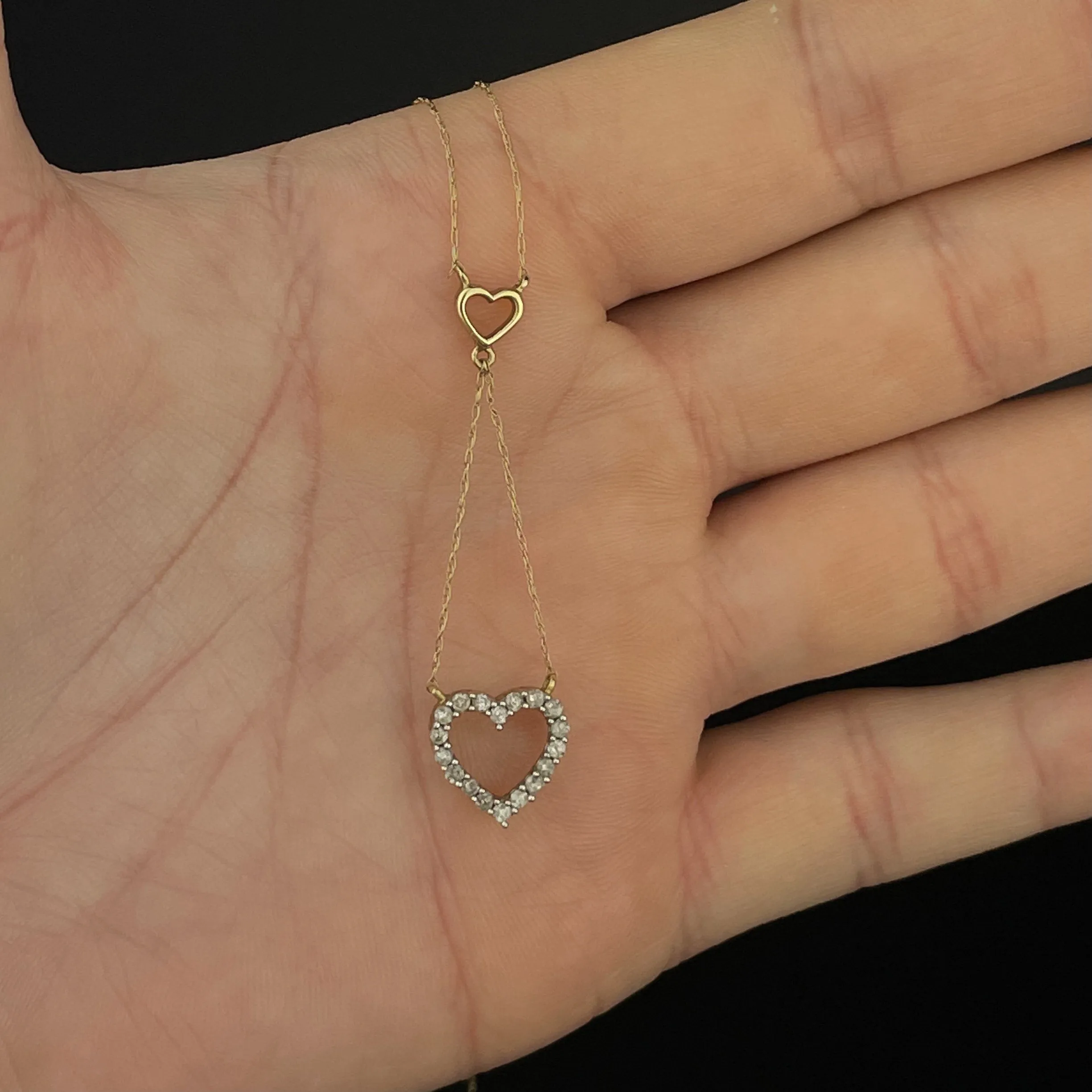 Gold Heart Diamond Drop Lovers Charm Minimalist Necklace