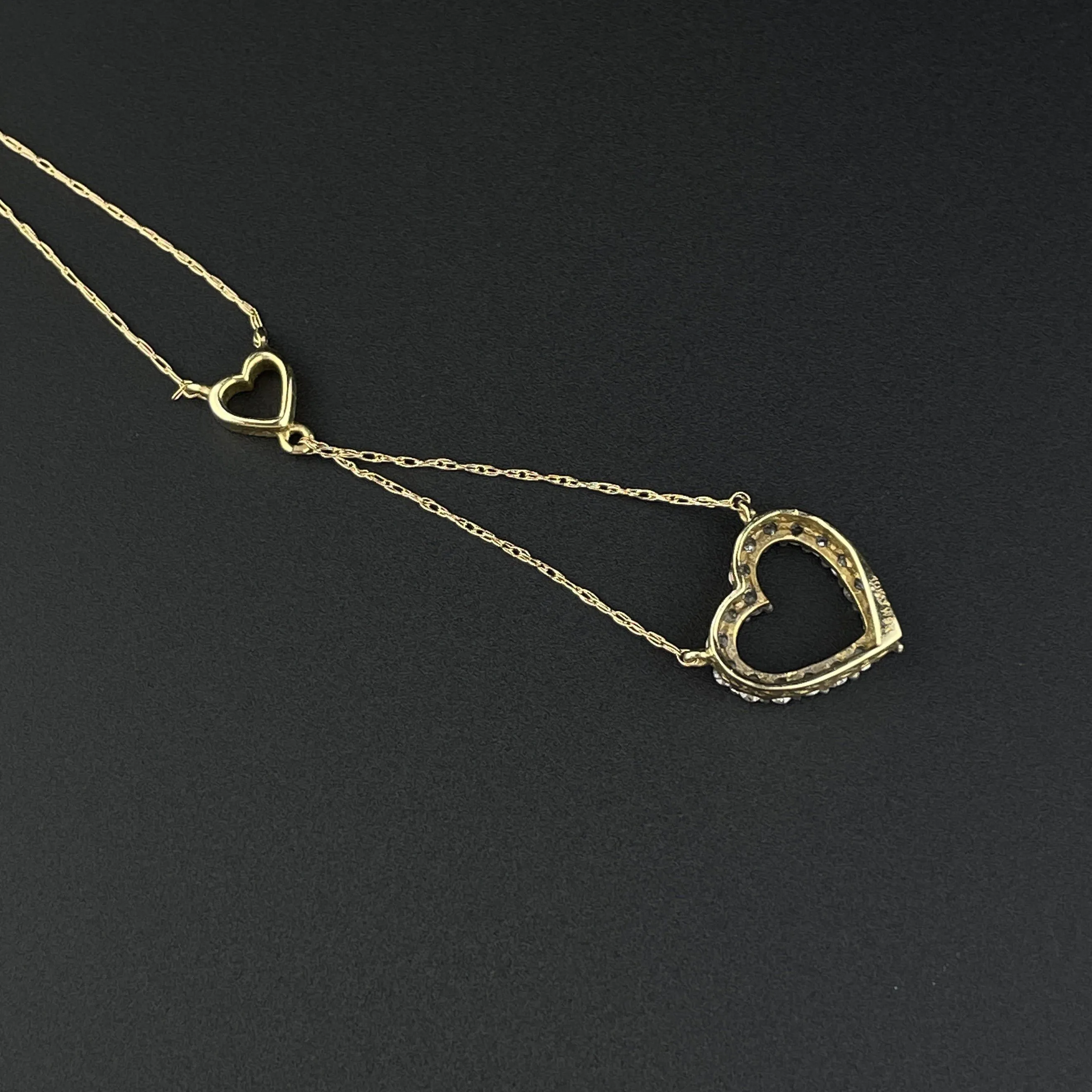 Gold Heart Diamond Drop Lovers Charm Minimalist Necklace