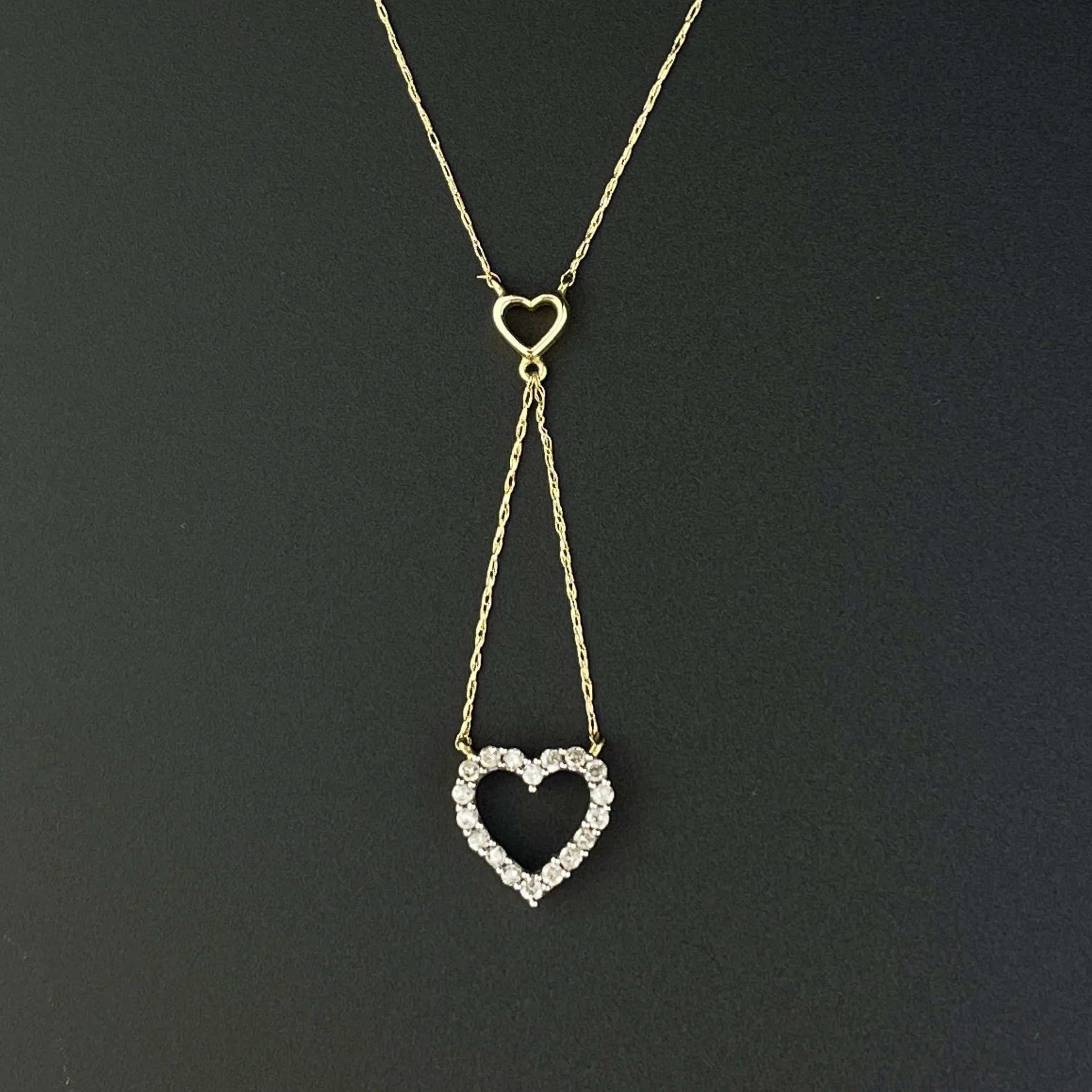 Gold Heart Diamond Drop Lovers Charm Minimalist Necklace