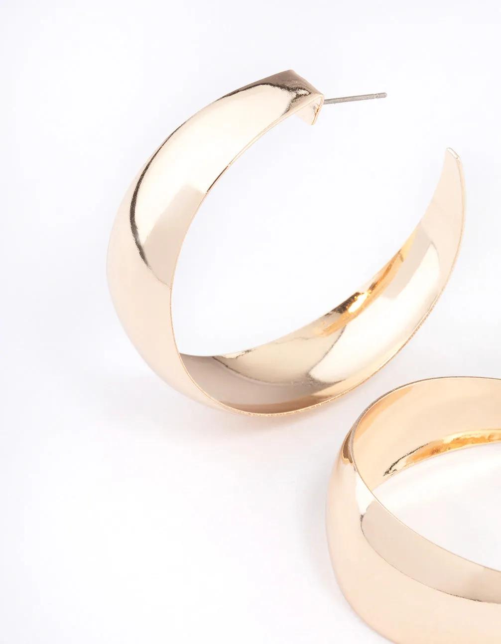 Gold Smooth Thick Hoop Earrings