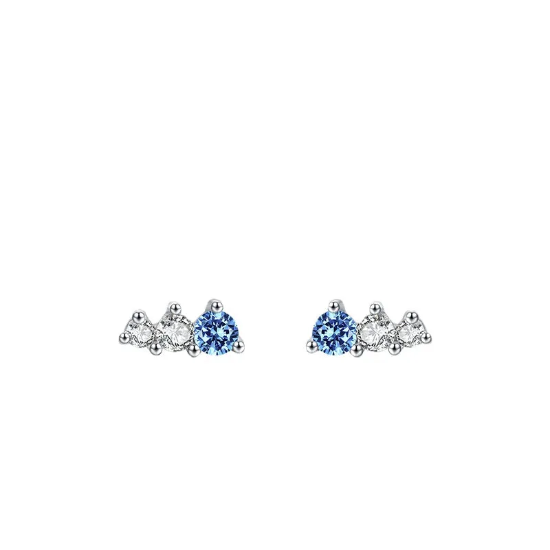 Japanese Minimalist Sterling Silver Zircon Earrings for Women