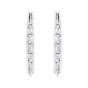 KATARINA 3/8 cttw Channel Set Diamond J-Hoop Earrings