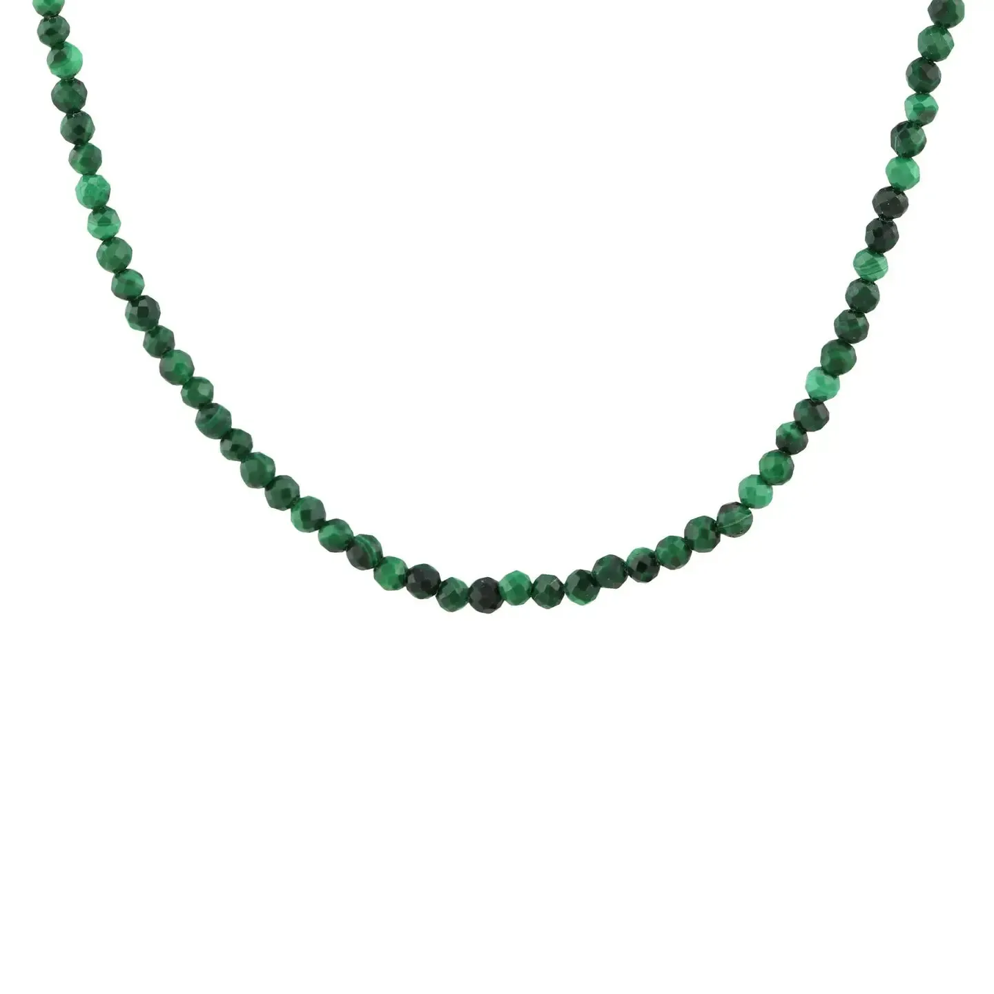 Kris Nations – Petitie Gemstone Beaded Necklace in Green Malachite