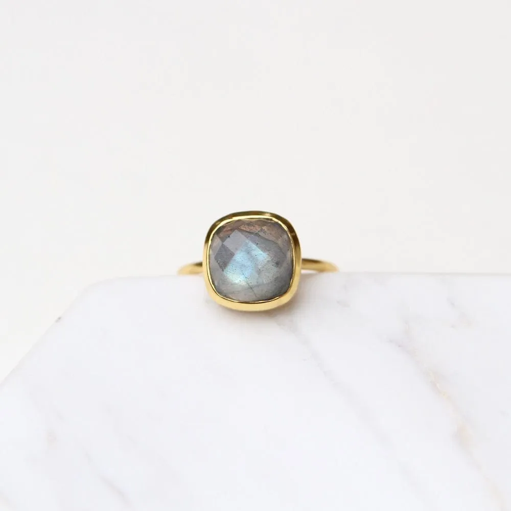 Labradorite Asha Square Adjustable Ring