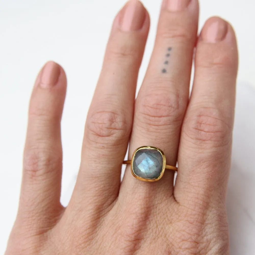 Labradorite Asha Square Adjustable Ring